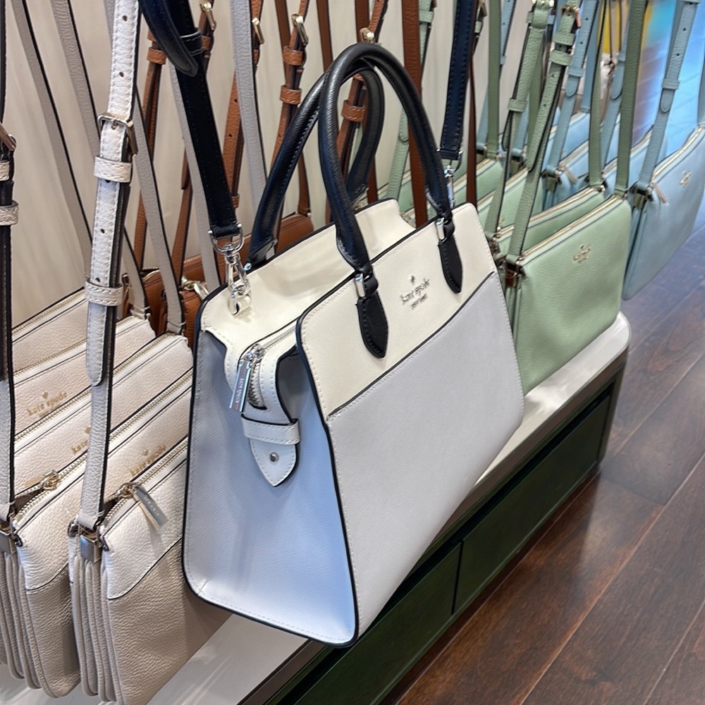 Kate Spade Madison Safiano Leather Medium Satchel Handbag 
Platinum Gray 

NWT - Picture 10 of 16